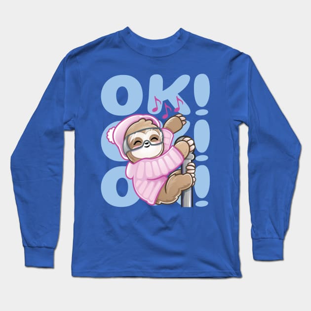 Ski Rave Sloth Kid Baby Dance Ok Long Sleeve T-Shirt by PnJ